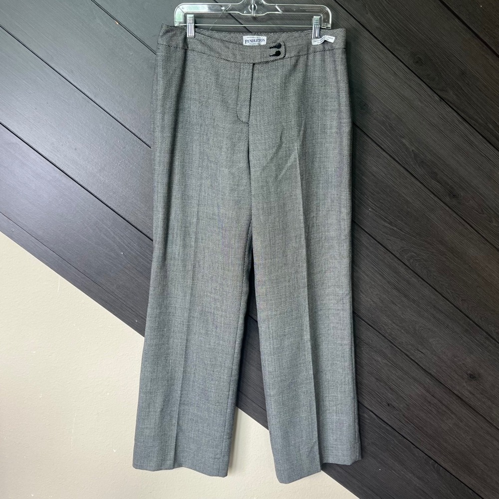 Pendleton‎ Women's Virgin Wool Dress Pants Black White Size 14 Career VTG